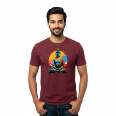 Men’s Graphic Print Round Neck T-Shirt- Buddha (170 GSM single jersey)