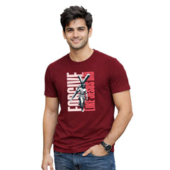 Men’s Graphic Print Round Neck T-Shirt-Jesus(170 GSM single jersey)