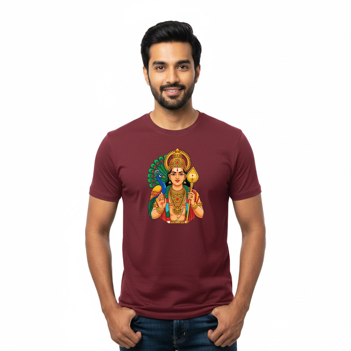 Men’s Graphic Print Round Neck T-Shirt- Murugan (170 GSM single jersey)