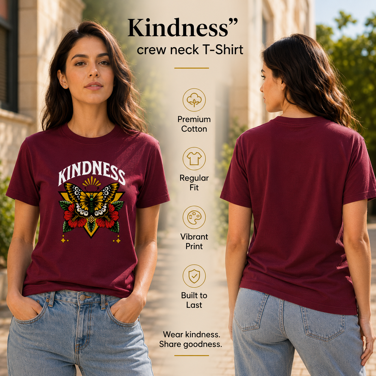 Women's Crew Neck t-shirt - Kindness (170 GSM single jersey)