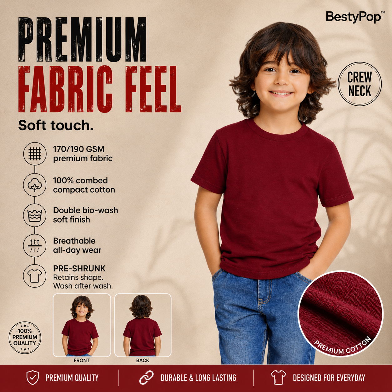 Boy’s Plain Round Neck T-Shirt