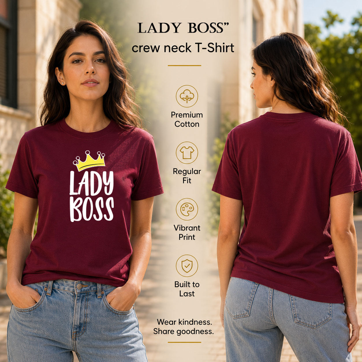 Women's Crew Neck t-shirt - Lady Boss (170 GSM single jersey)