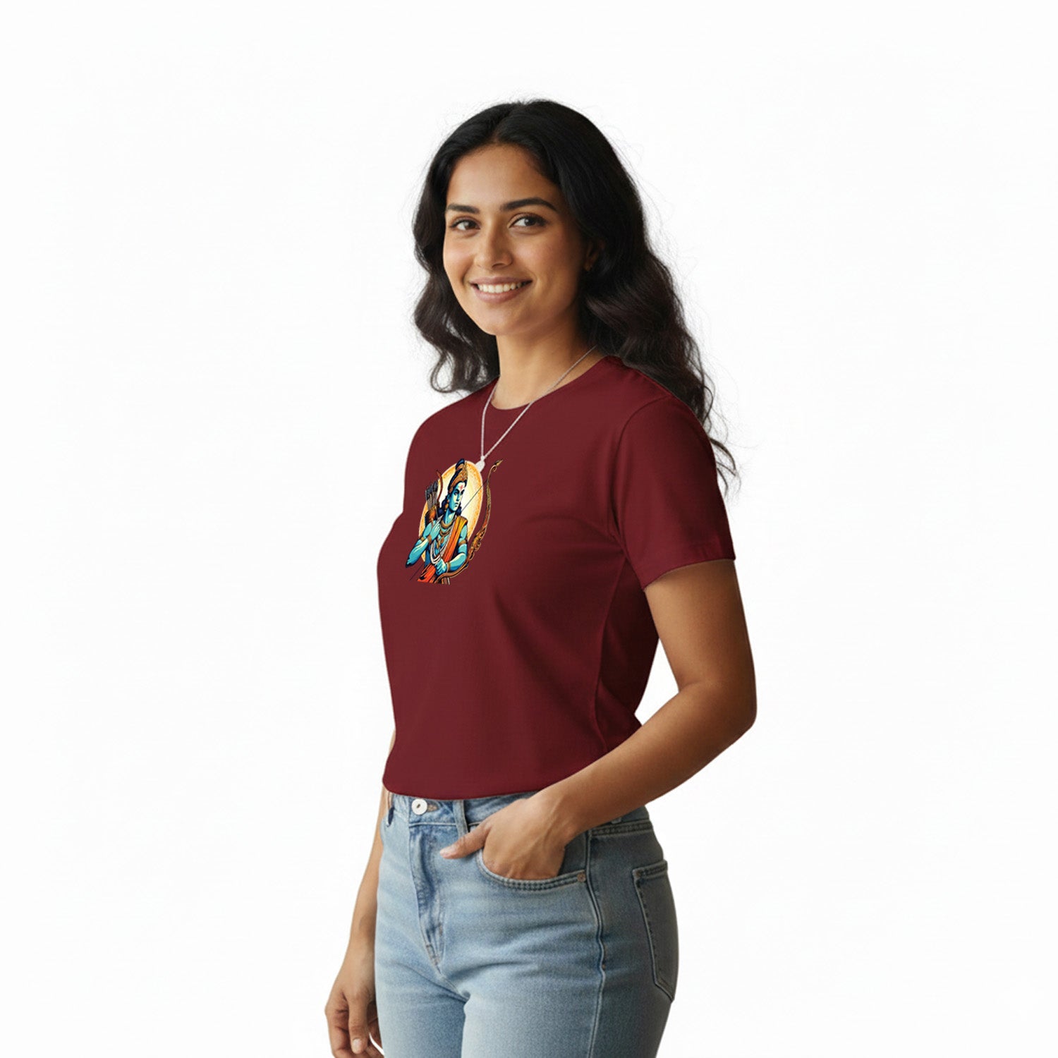 Women’s Graphic Print Round Neck T-Shirt- Jai Shree Ram (170 GSM single jersey)