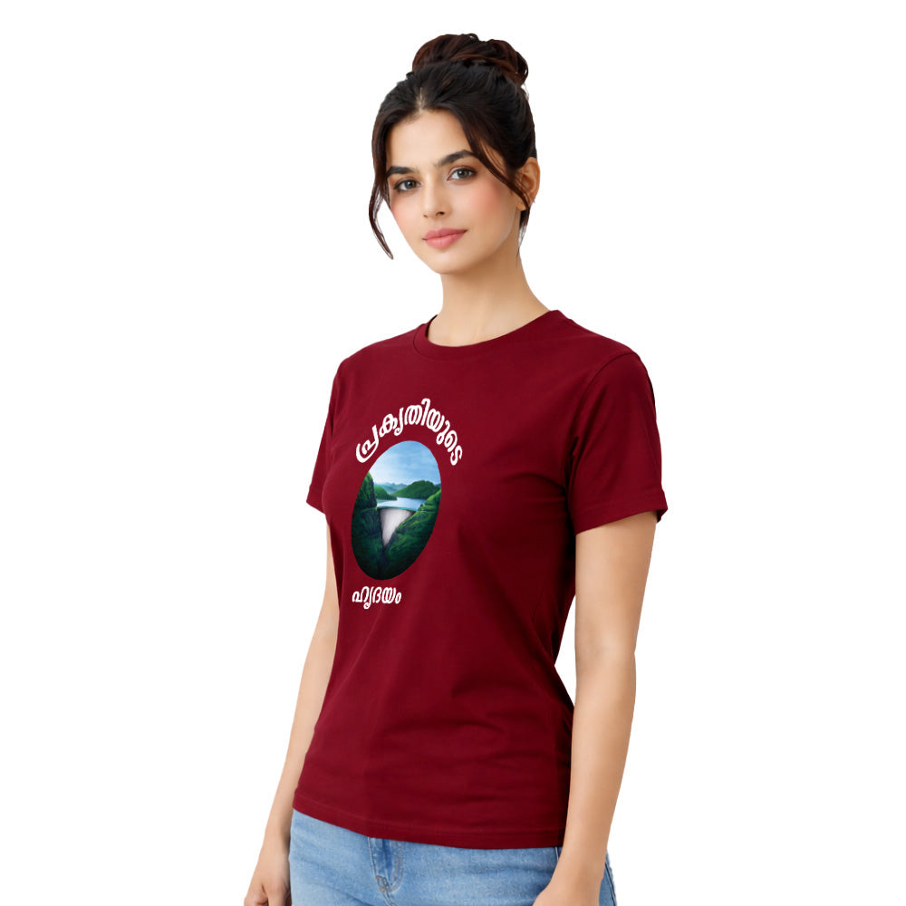 Women’s Graphic Print Round Neck T-Shirt-(170 GSM single jersey)