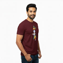 Men’s Graphic Print Round Neck T-Shirt- Krishna (170 GSM single jersey)