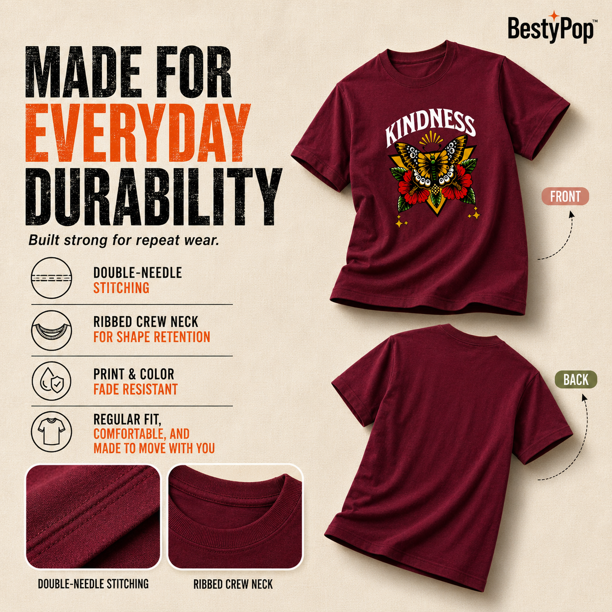 Women's Crew Neck t-shirt - Kindness (170 GSM single jersey)