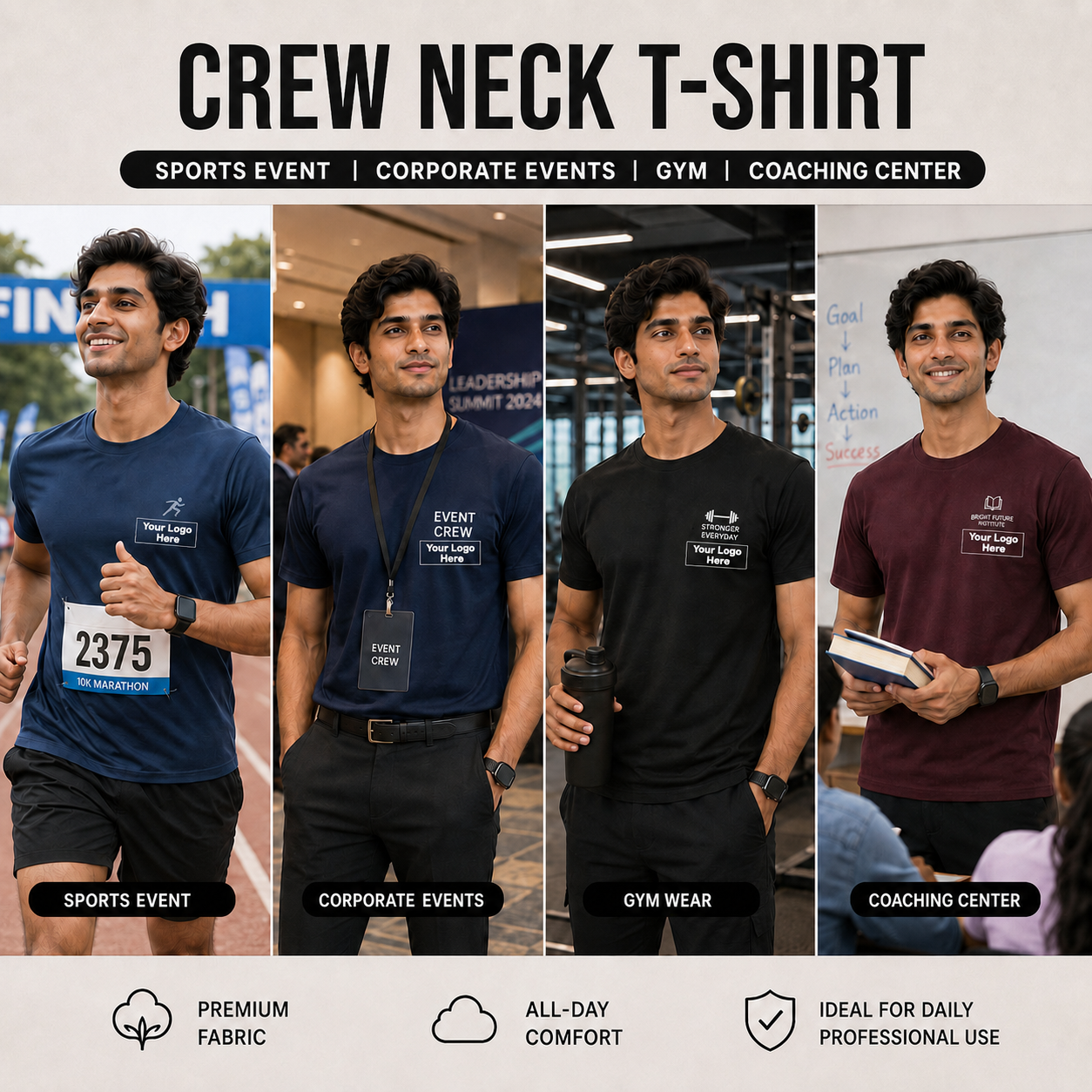Bulk Men’s Round Neck T-Shirt - 170 GSM single jersey