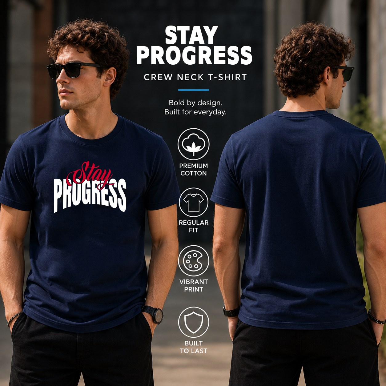 Men's Crew Neck t-shirt- Stay Process (170 GSM single jersey)