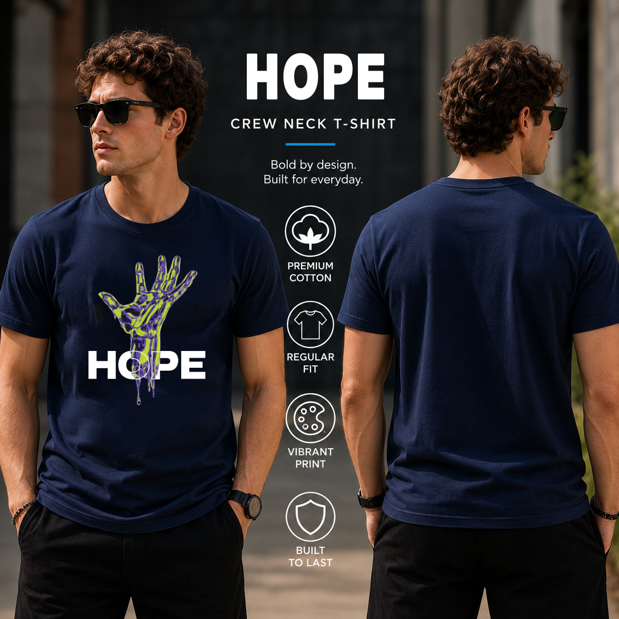 Men's Crew Neck t-shirt- Hope (170 GSM single jersey)