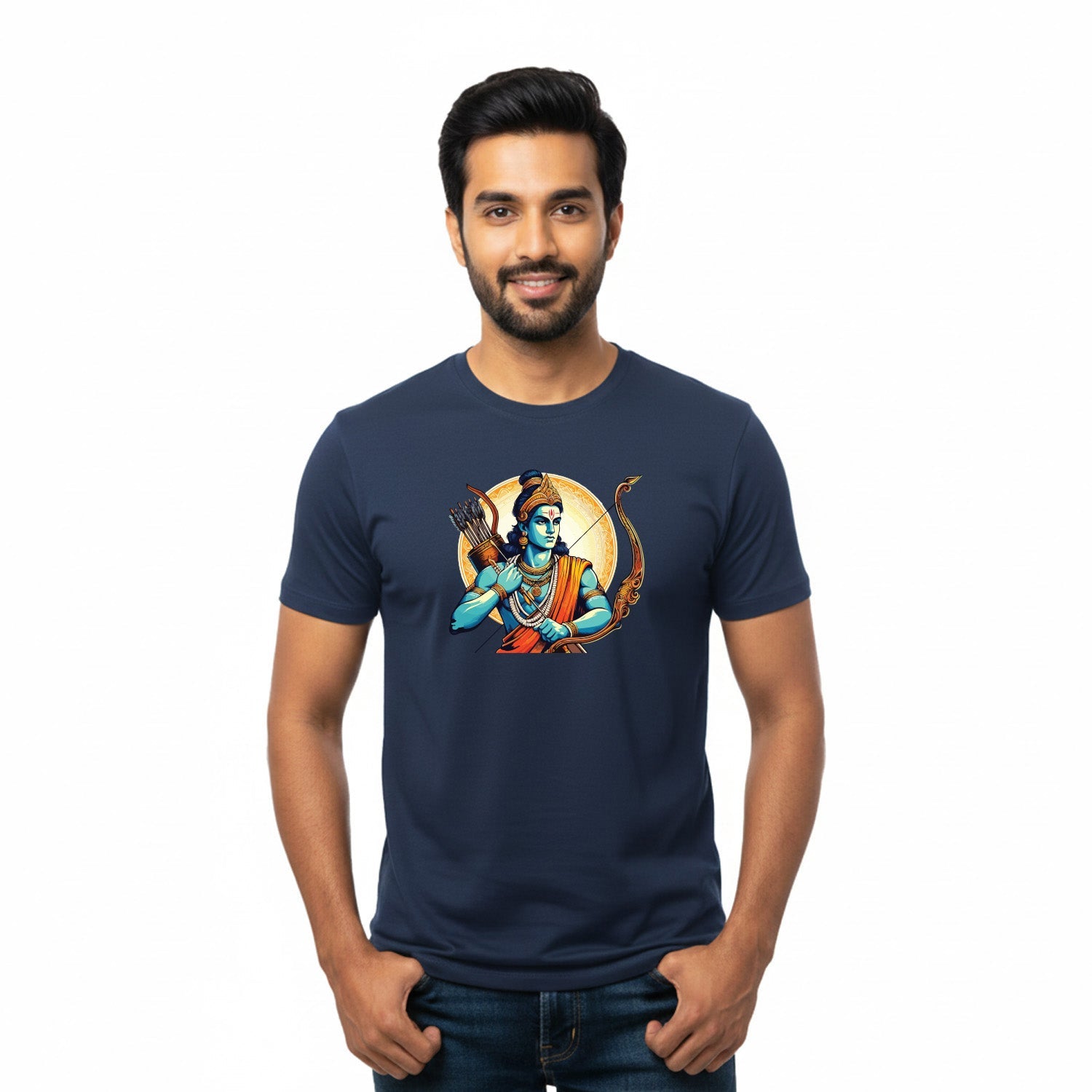 Men’s Graphic Print Round Neck T-Shirt- Jai Shree Ram (170 GSM single jersey)