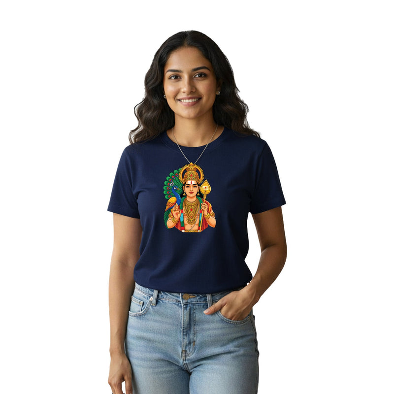 Women’s Graphic Print Round Neck T-Shirt- Murugan (170 GSM single jersey)