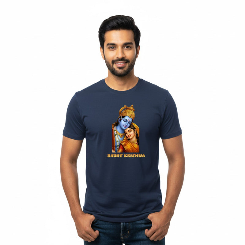 Men’s Graphic Print Round Neck T-Shirt- Krishna (170 GSM single jersey)
