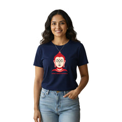 Women’s Graphic Print Round Neck T-Shirt- Buddha (170 GSM single jersey)