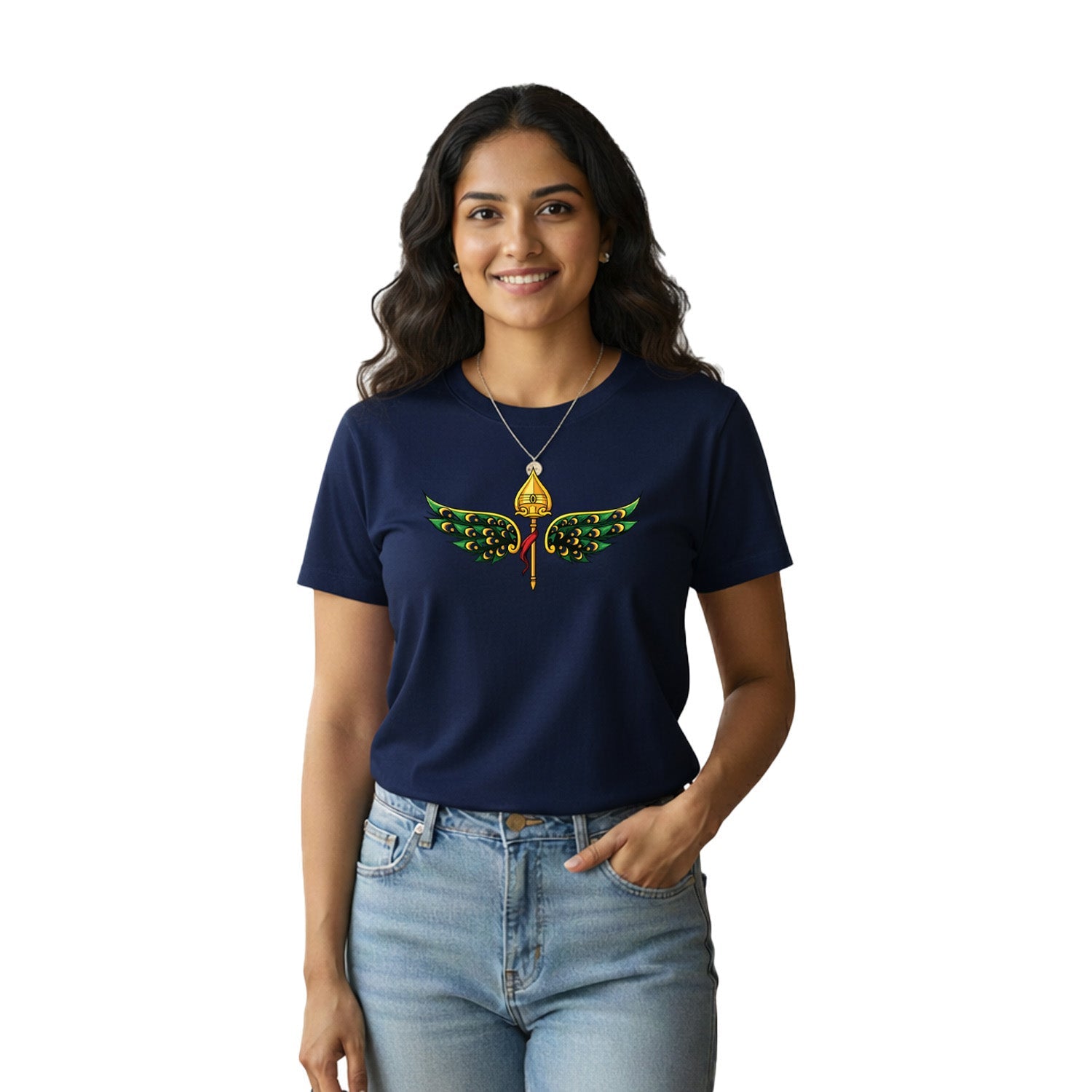 Women’s Graphic Print Round Neck T-Shirt- Murugan (170 GSM single jersey)