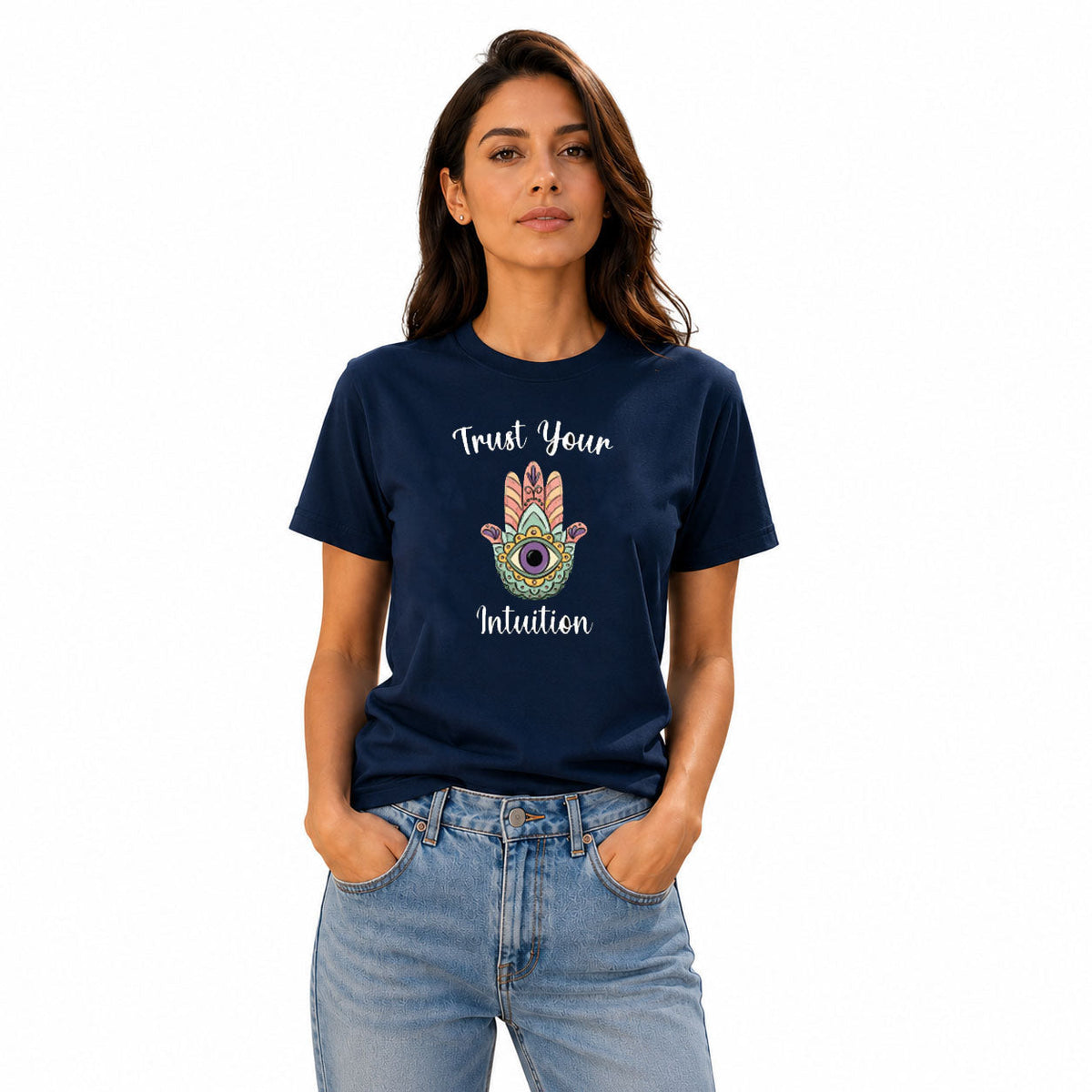 Women's Crew Neck t-shirt - Trust Your Intuition (170 GSM single jersey)