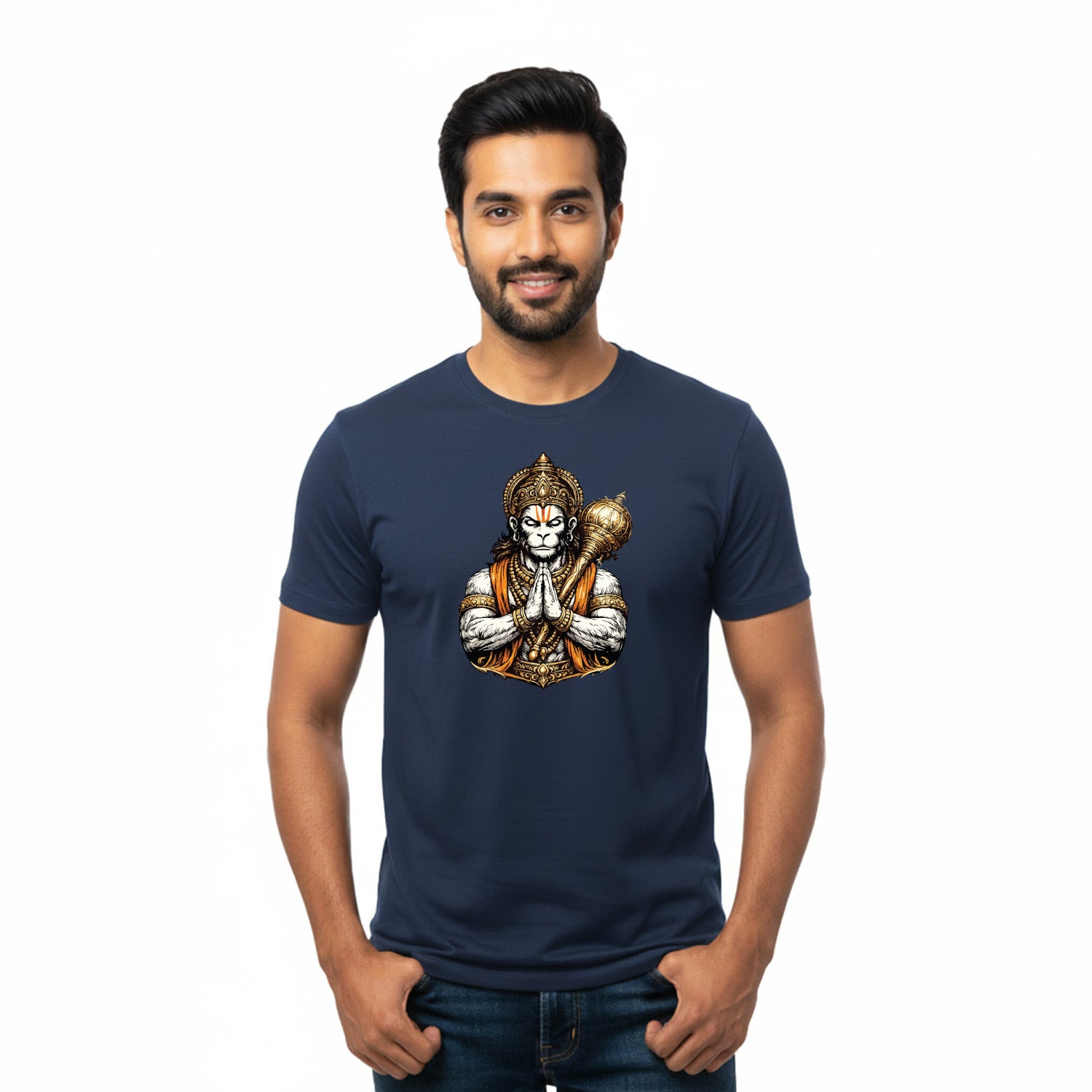 Men’s Graphic Print Round Neck T-Shirt- Hanuman (170 GSM single jersey)