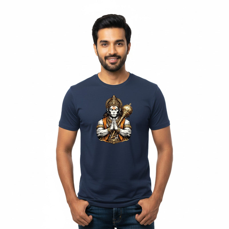 Men’s Graphic Print Round Neck T-Shirt- Hanuman (170 GSM single jersey)