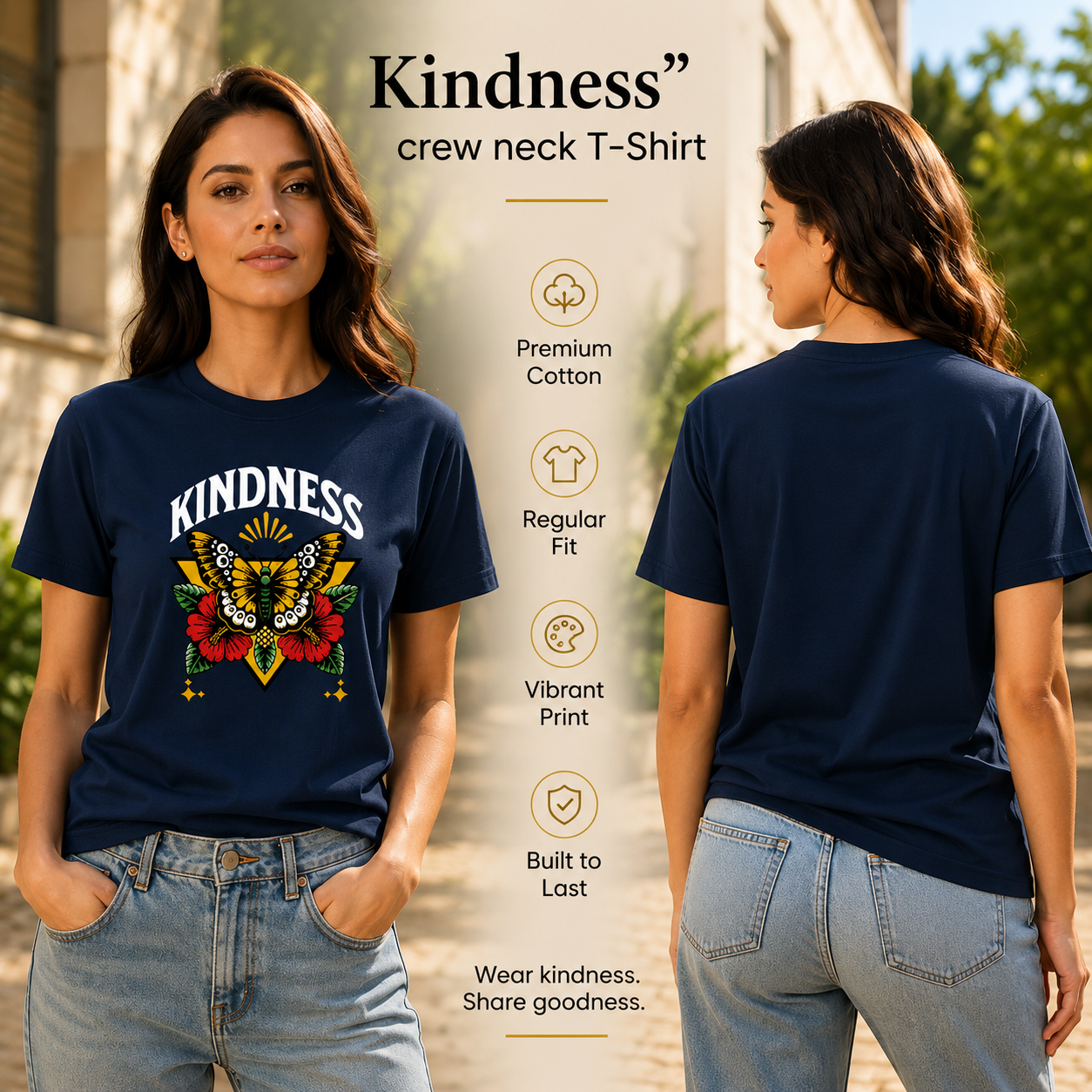 Women's Crew Neck t-shirt - Kindness (170 GSM single jersey)