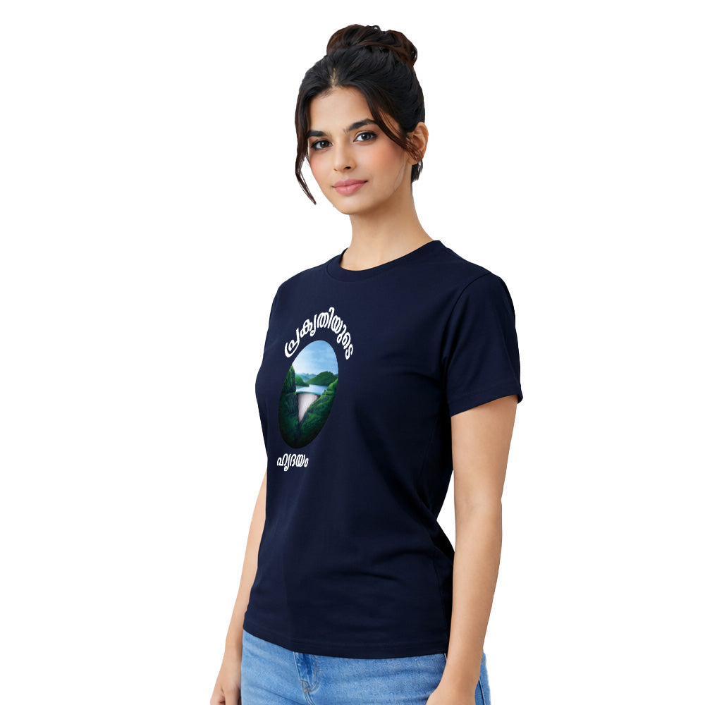 Women’s Graphic Print Round Neck T-Shirt-(170 GSM single jersey)