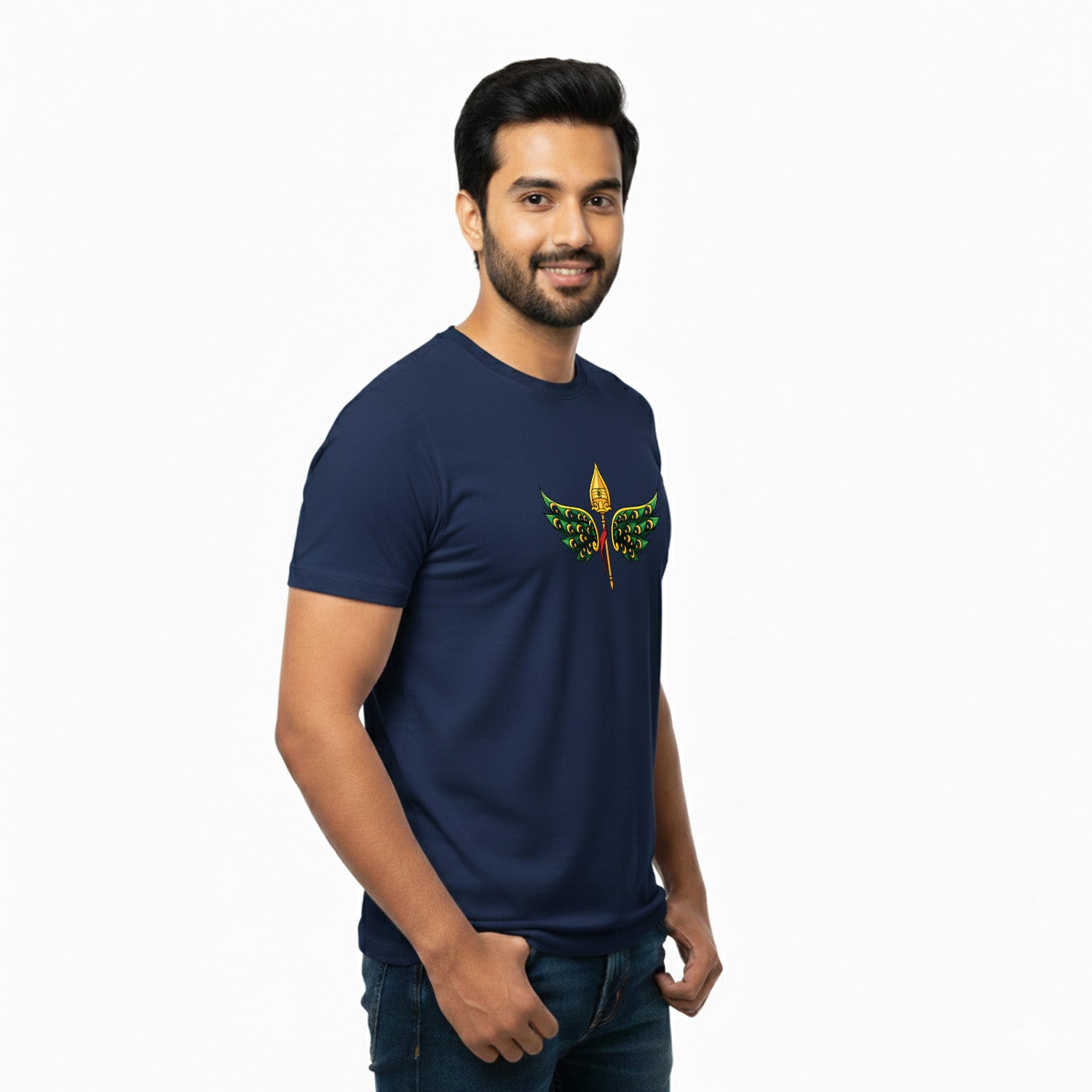 Men’s Graphic Print Round Neck T-Shirt- Murugan (170 GSM single jersey)