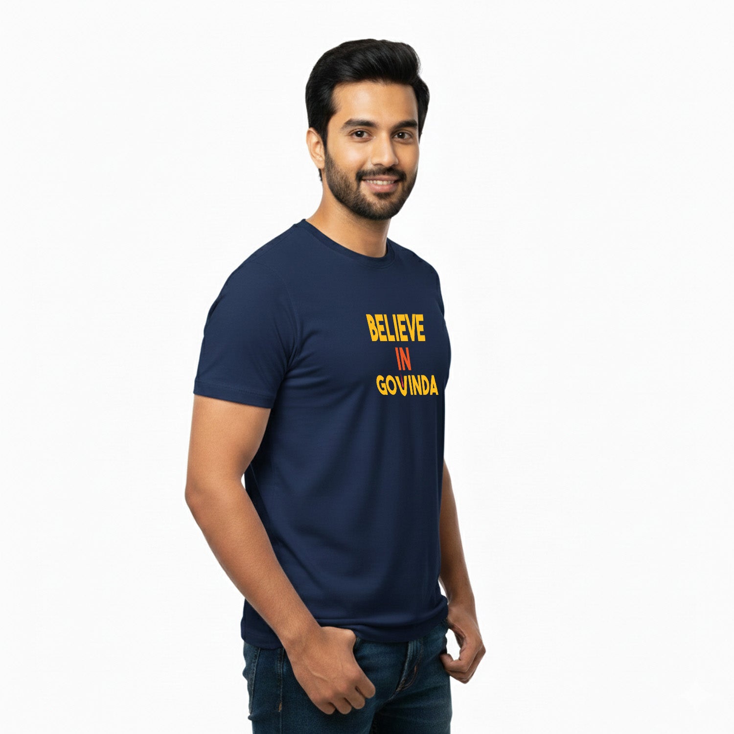 Men’s Graphic Print Round Neck T-Shirt-Tirupathi Balaji (170 GSM single jersey)