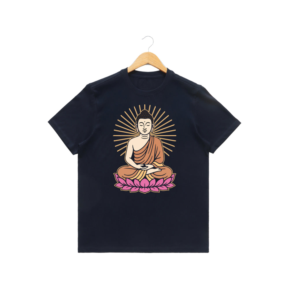 Men’s Graphic Print Round Neck T-Shirt- Buddha (170 GSM single jersey)