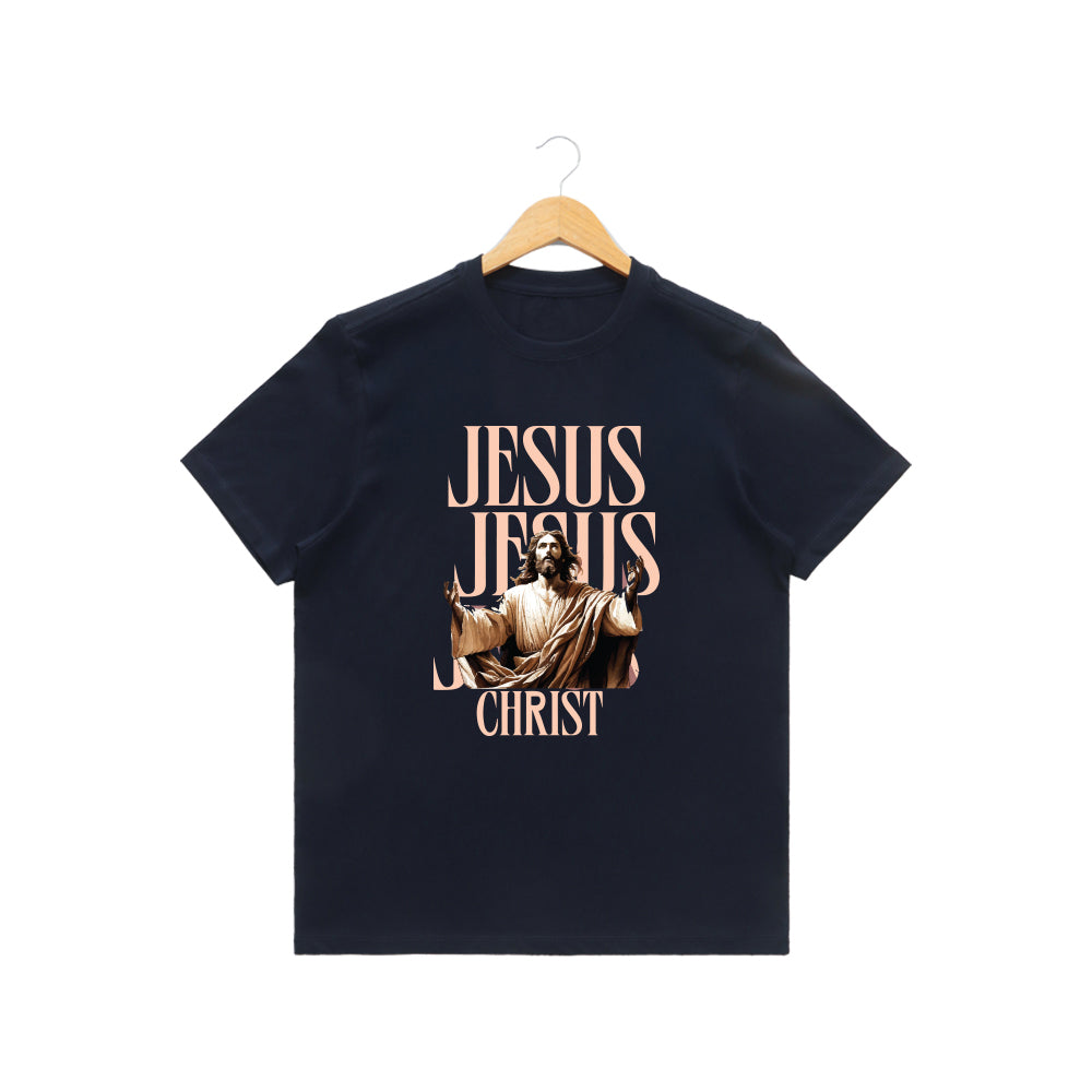 Men’s Graphic Print Round Neck T-Shirt-Jesus(170 GSM single jersey)