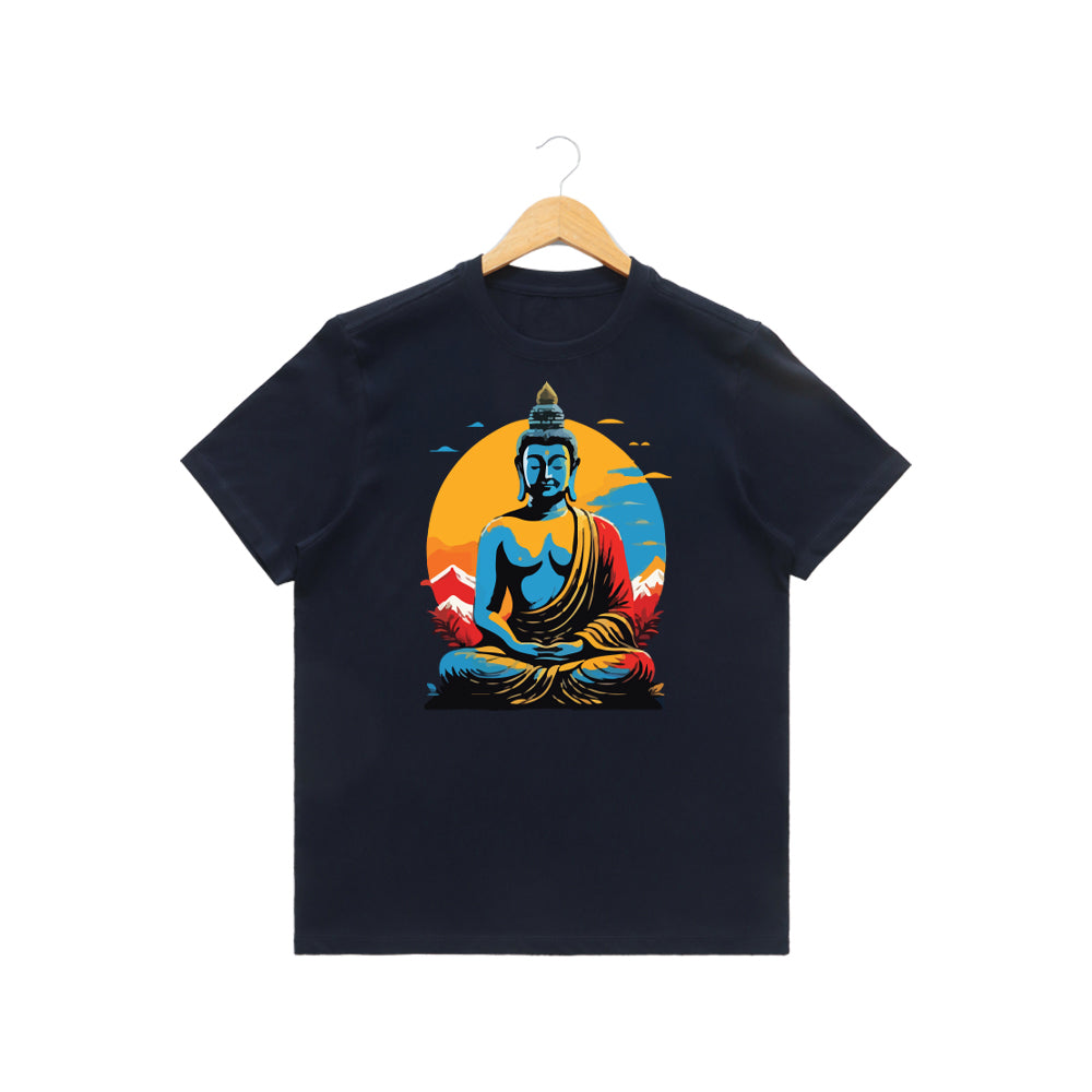Men’s Graphic Print Round Neck T-Shirt- Buddha (170 GSM single jersey)
