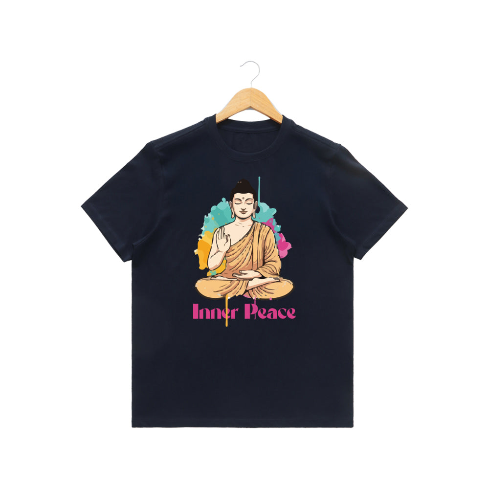 Men’s Graphic Print Round Neck T-Shirt- Buddha (170 GSM single jersey)
