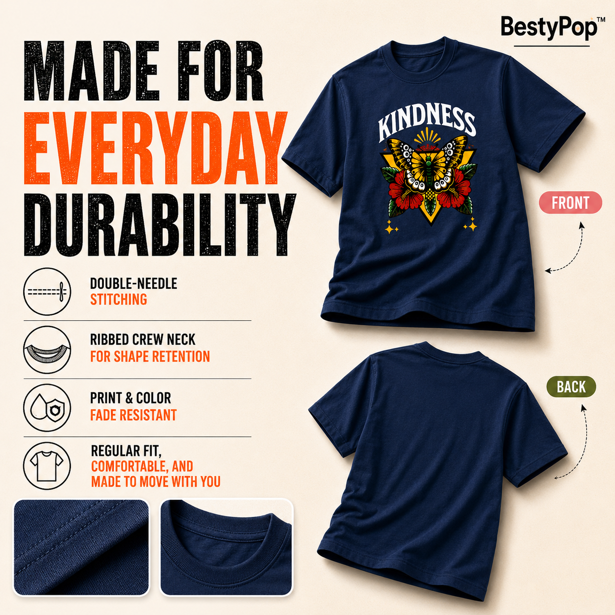 Women's Crew Neck t-shirt - Kindness (170 GSM single jersey)
