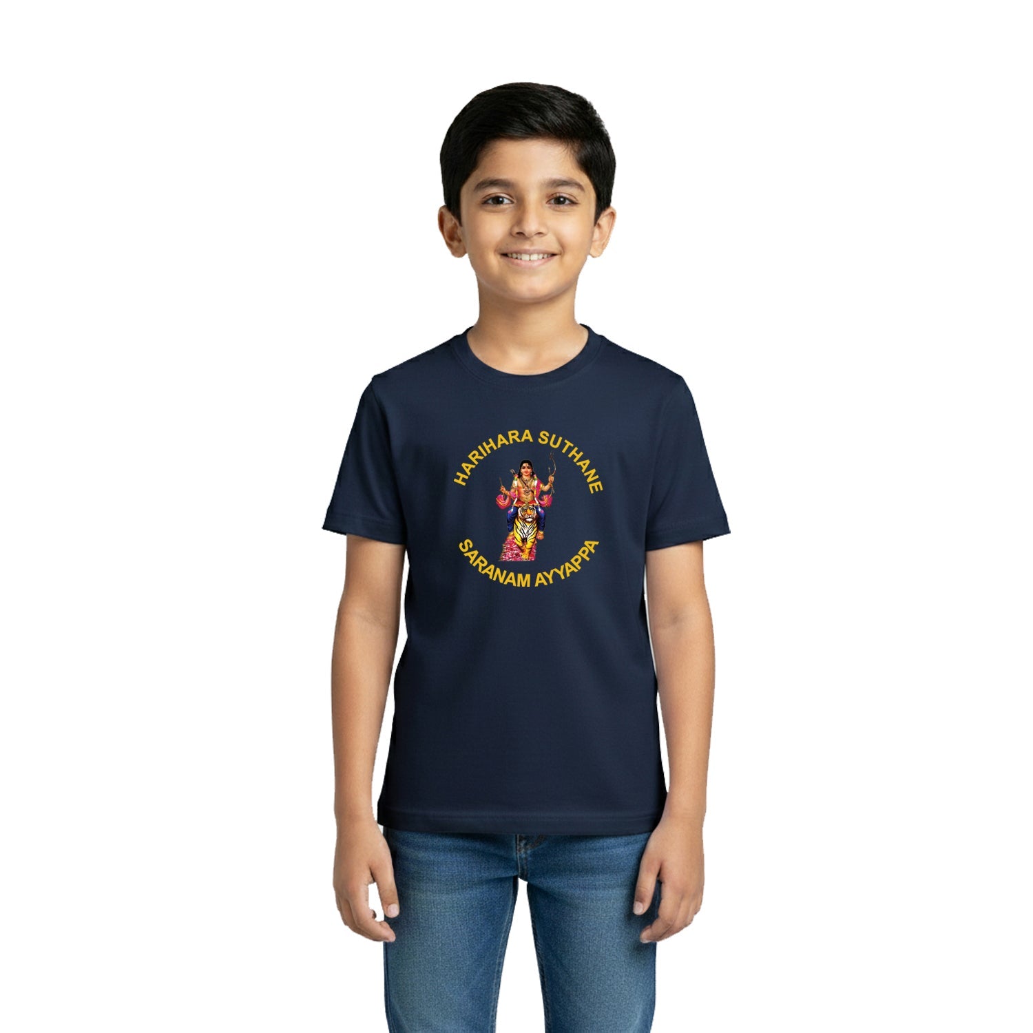 Boy's Graphic Print Round Neck T-Shirt- Ayyappan