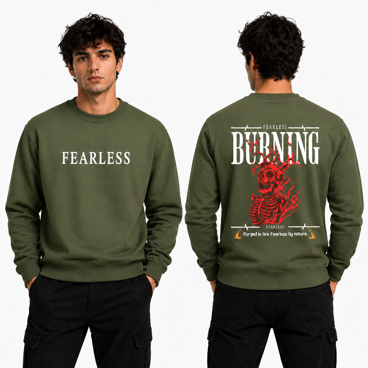 Men’s Graphic Print Round Neck Sweatshirt - 270 GSM