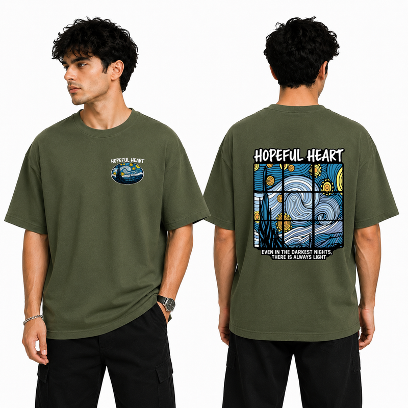 Men’s Oversized T-Shirt - Hopeful Heart (225 GSM heavyweight fabric)