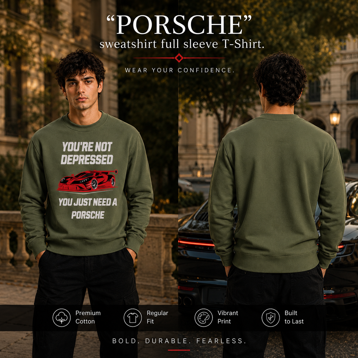 Men’s Graphic Print Round Neck Sweatshirt - 270 GSM