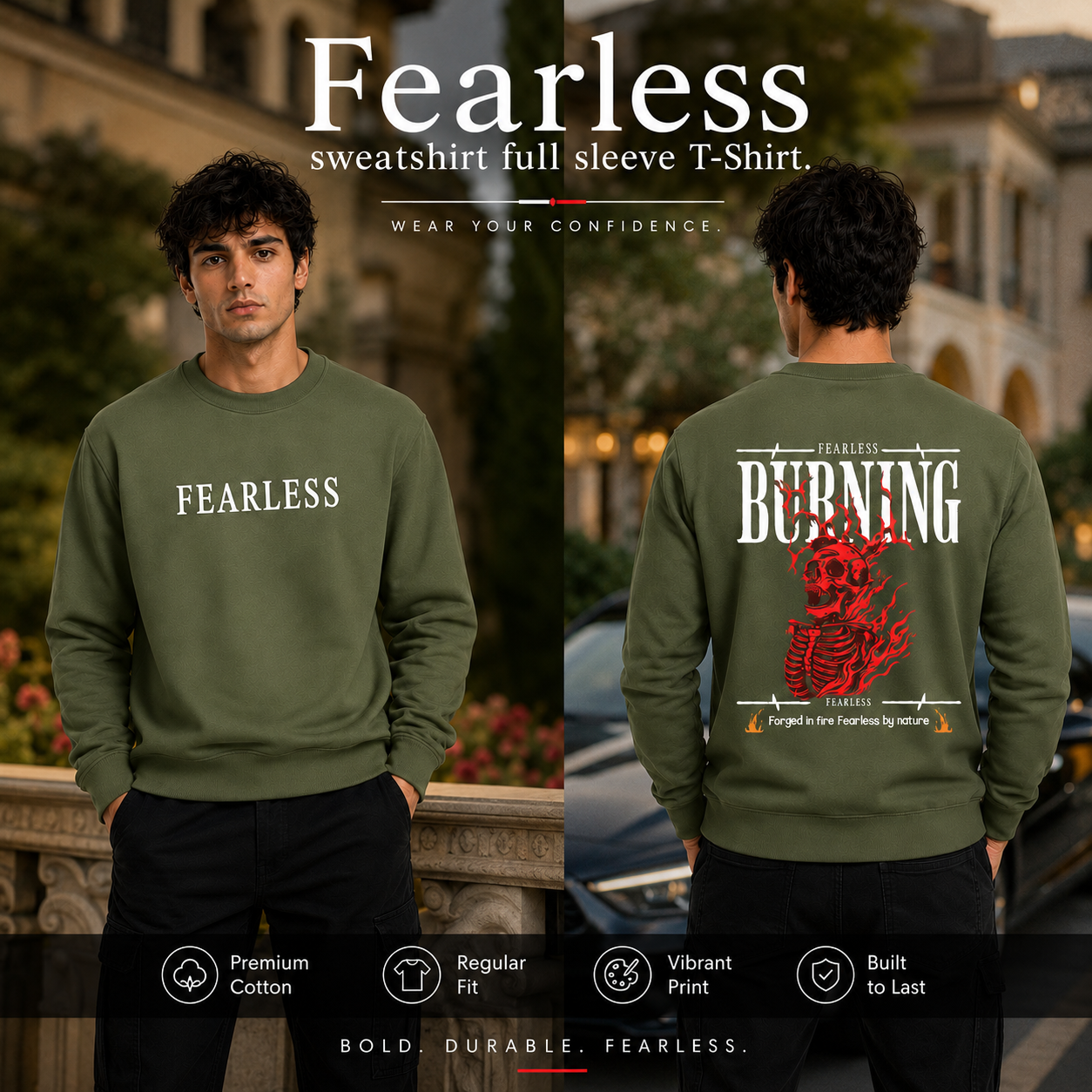 Men’s Graphic Print Round Neck Sweatshirt - 270 GSM