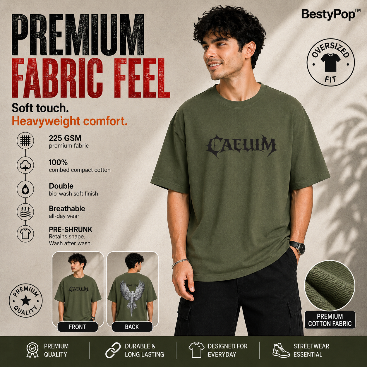 Men’s Oversized T-Shirt - Caelum (225 GSM heavyweight fabric)