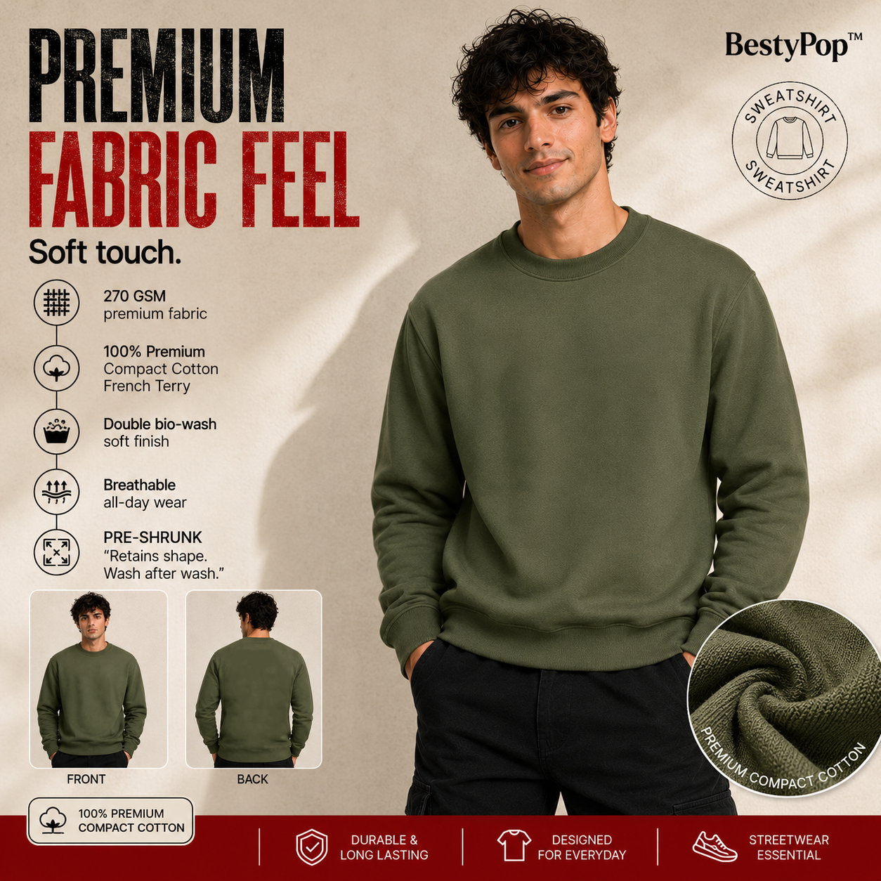 Men’s Plain Round Neck Sweatshirt
