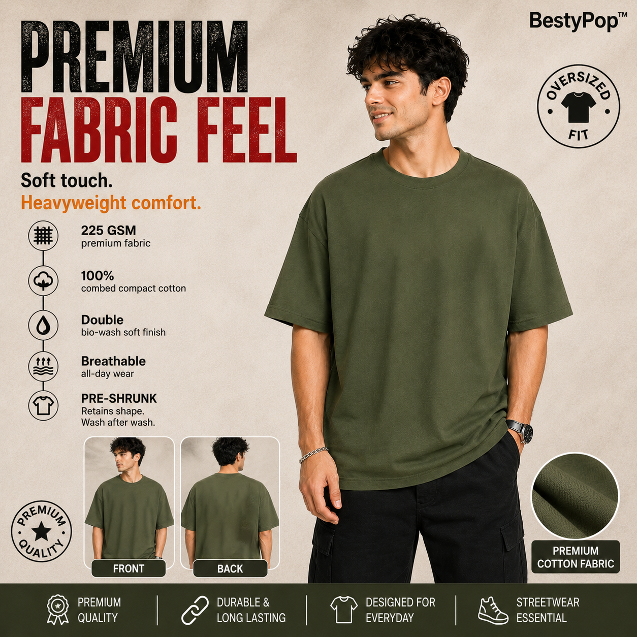 Men’s Oversized Plain T-Shirt