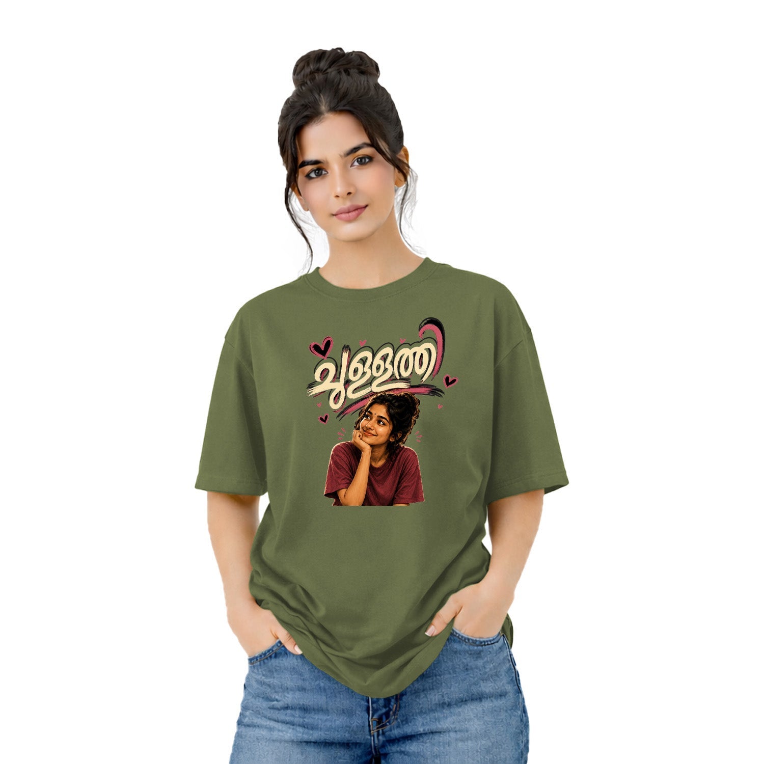 Crew Neck oversized t-shirt - ചുള്ളത്തി(225 GSM heavyweight fabric)