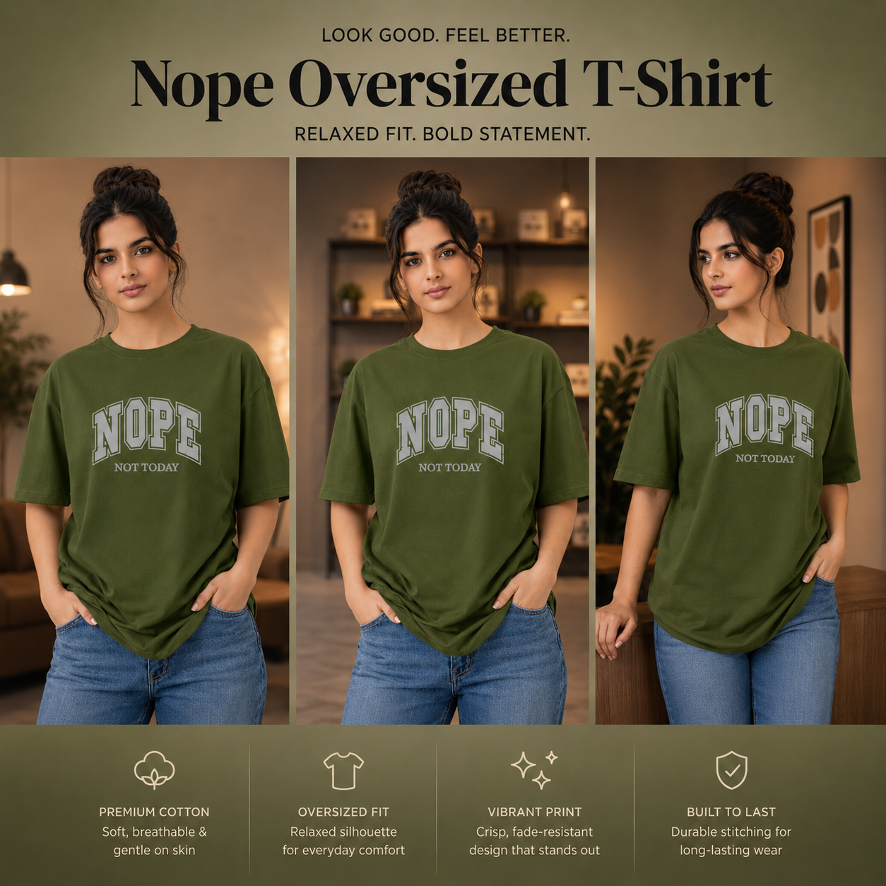 Women’s Oversized T-Shirt - Nope (225 GSM heavyweight fabric)