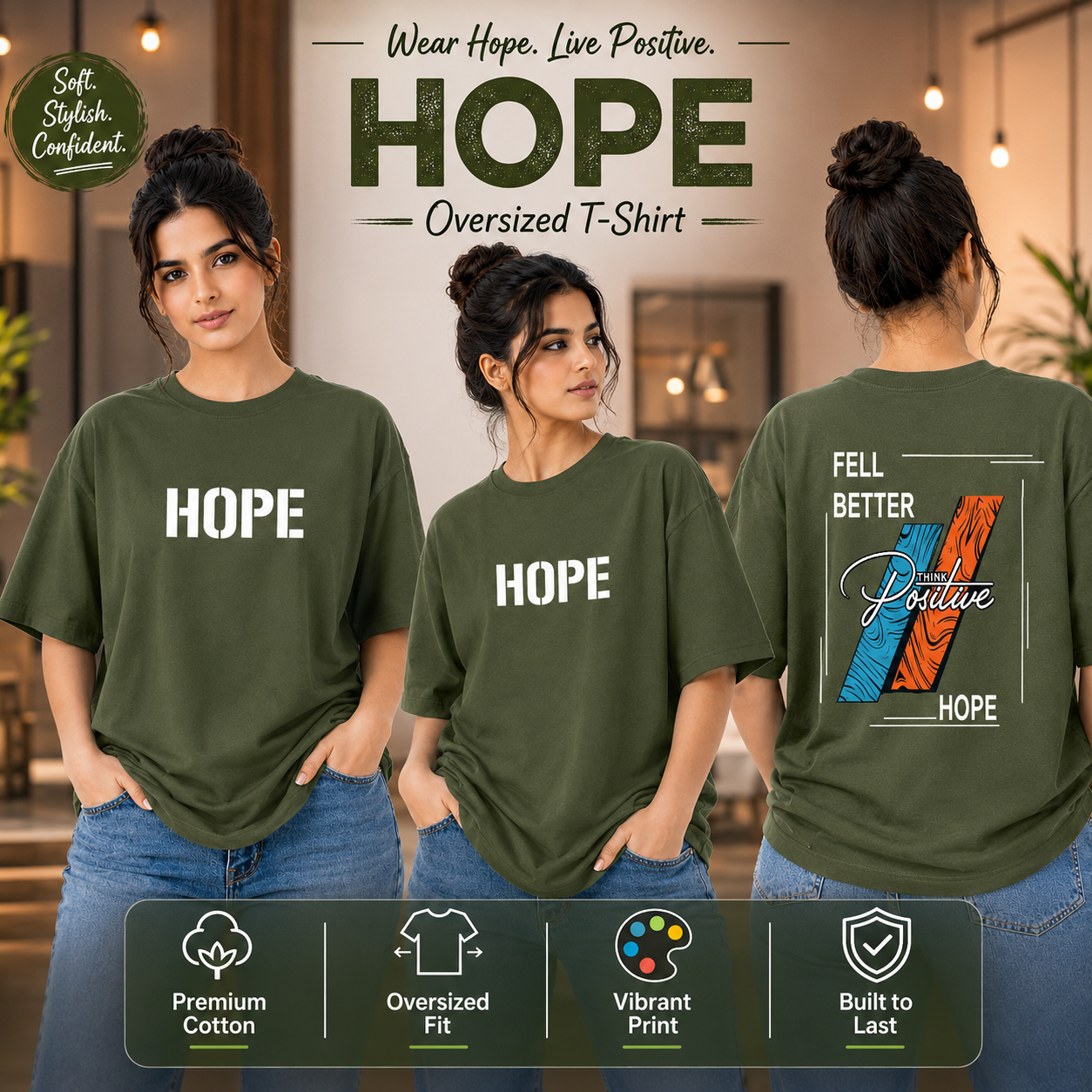 Women’s Oversized T-Shirt - Hope (225 GSM heavyweight fabric)