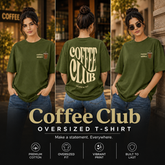 Women’s Oversized T-Shirt - Coffee Club (225 GSM heavyweight fabric)