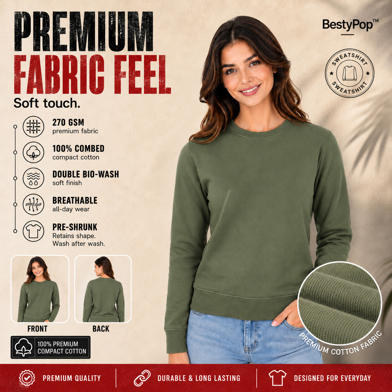 Women’s Plain Round Neck Sweatshirt