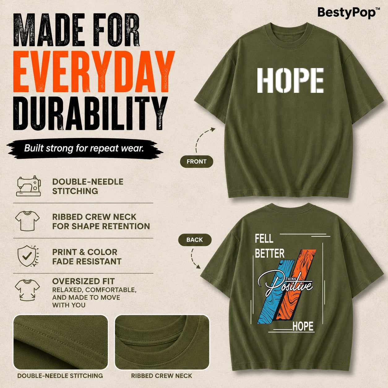Women’s Oversized T-Shirt - Hope (225 GSM heavyweight fabric)