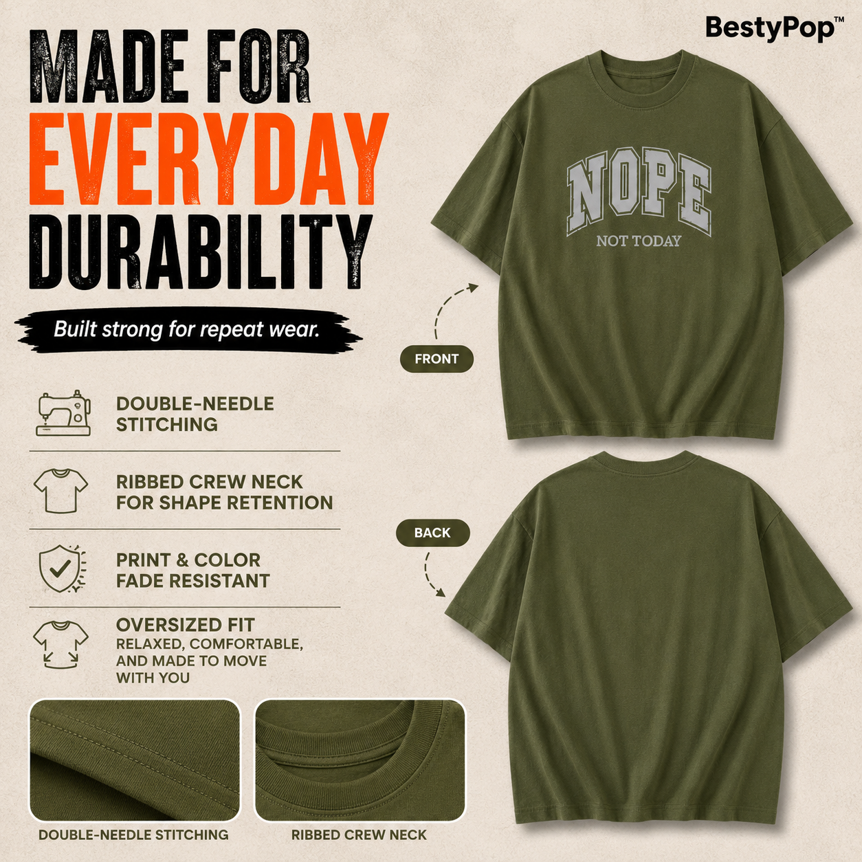 Women’s Oversized T-Shirt - Nope (225 GSM heavyweight fabric)
