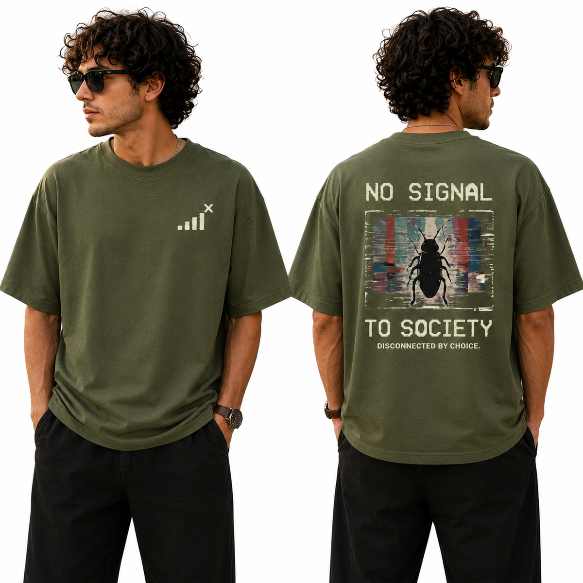 Men’s Oversized T-Shirt - No Signal (225 GSM heavyweight fabric)