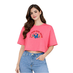 Women’s Oversized Half Sleeve Crop Top - Soul Grow (220 GSM Interlock Fabric)