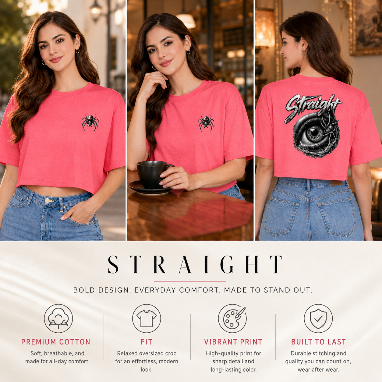 Women’s Oversized Half Sleeve Crop Top - 220 GSM