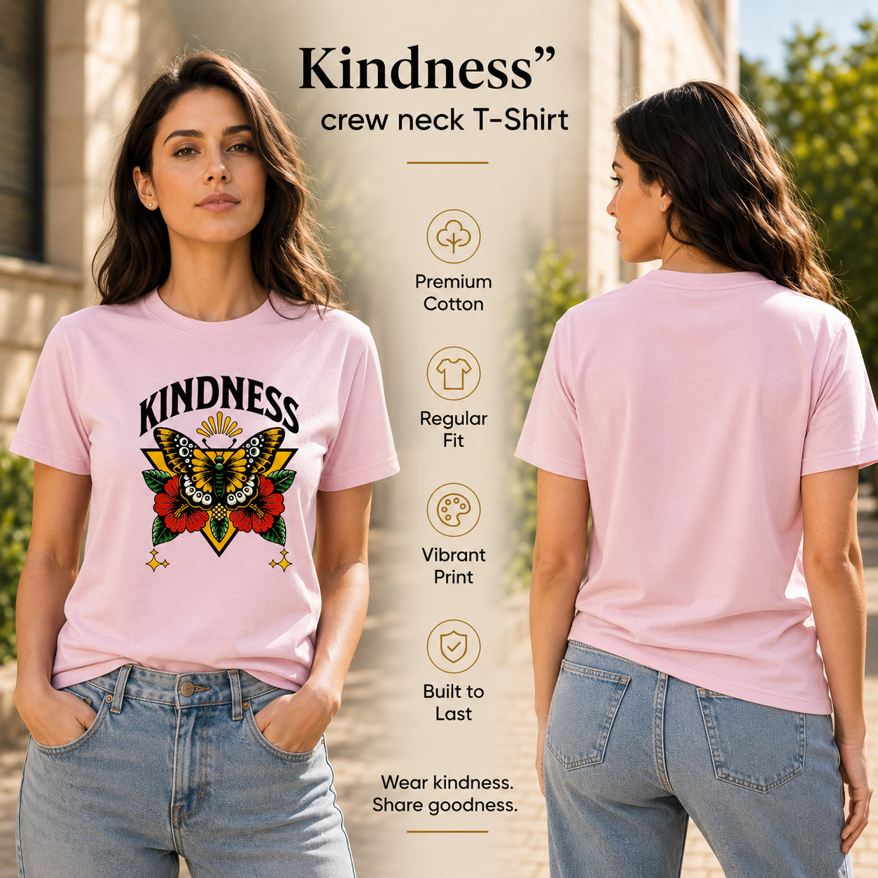 Women's Crew Neck t-shirt - Kindness (170 GSM single jersey)