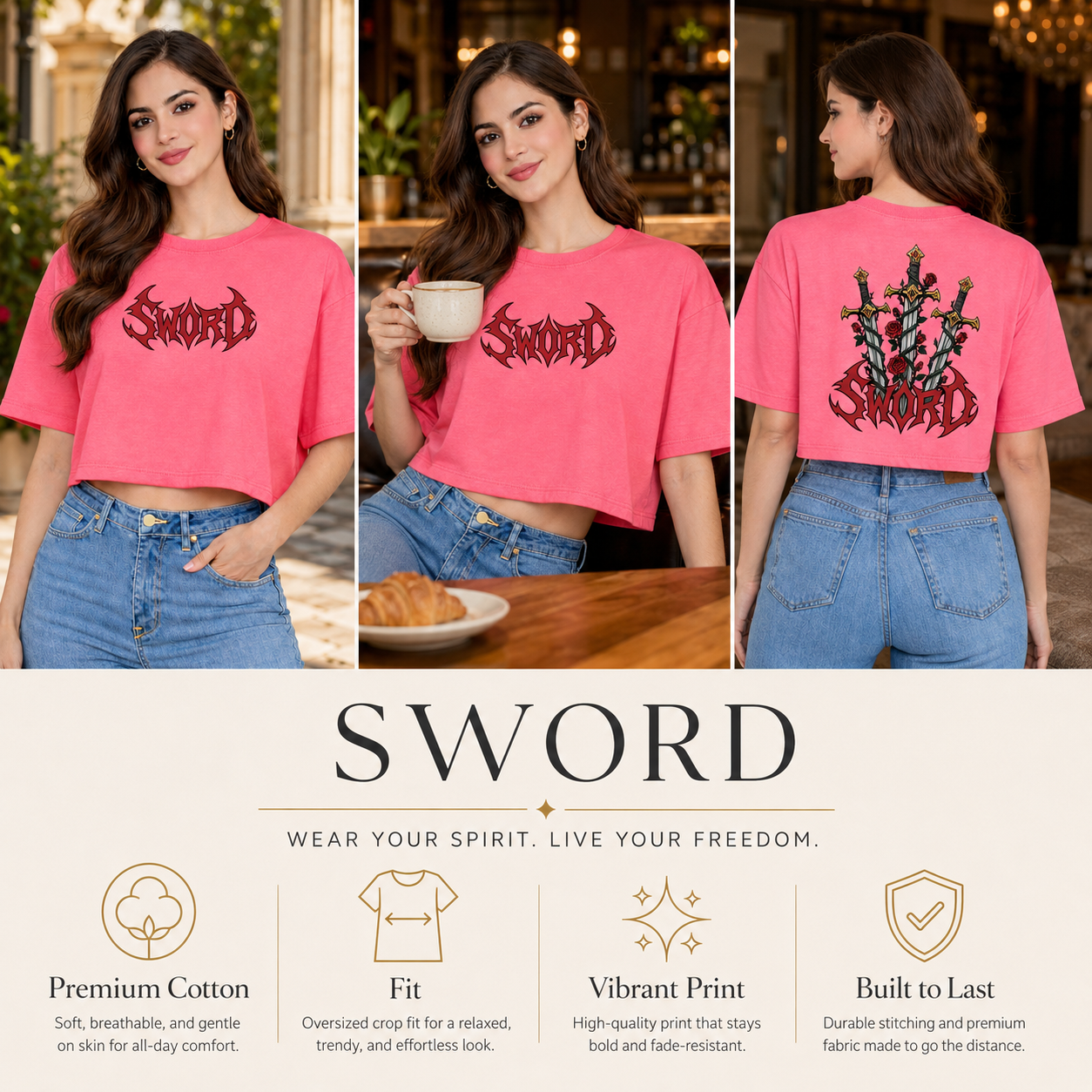 Women’s Oversized Half Sleeve Crop Top - 220 GSM